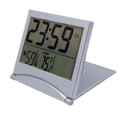 Factory hot sale Digital LCD thermometer with clock  portable thermometer