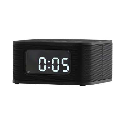 New Design Bedside FM Radio Alarm Clock with Bluetooth Speaker and QI Wireless Charging for Home Decoration